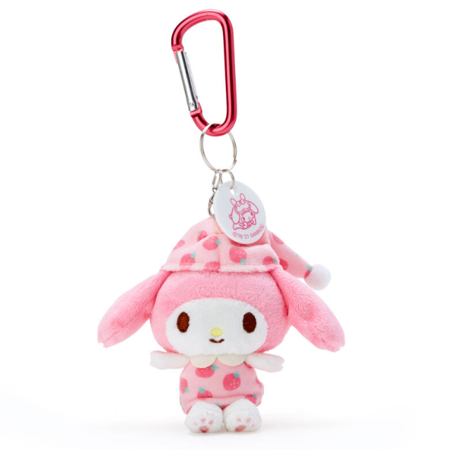 日本三麗鷗My Melody日版睡衣造型毛絨公仔鑰匙圈攀爬扣日本限定(睡衣派對)
