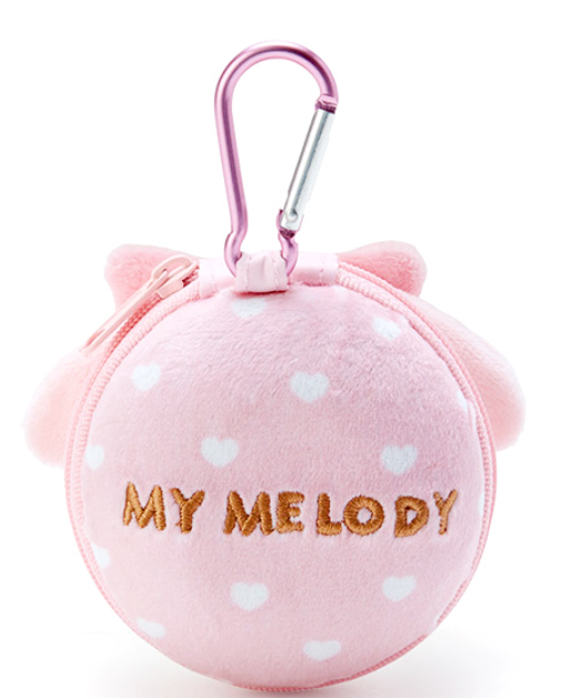 Sanrio My Melody圆形毛绒拉链硬盒饰品盒收纳盒耳机盒