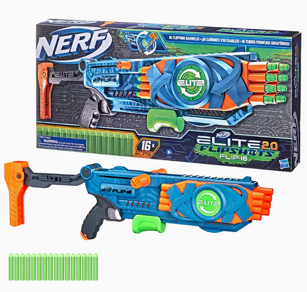 NERF Heat Elite FLIP 16 rounds flip double tube launcher double-sided rotating soft bullet gun toy