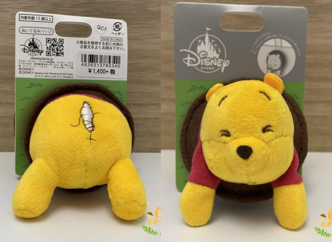 日本JP Disney Store 日本迪士尼专门店Chip n Dale大鼻钢牙/Pooh小熊维尼Plush Pin公仔扣针匙扣装饰