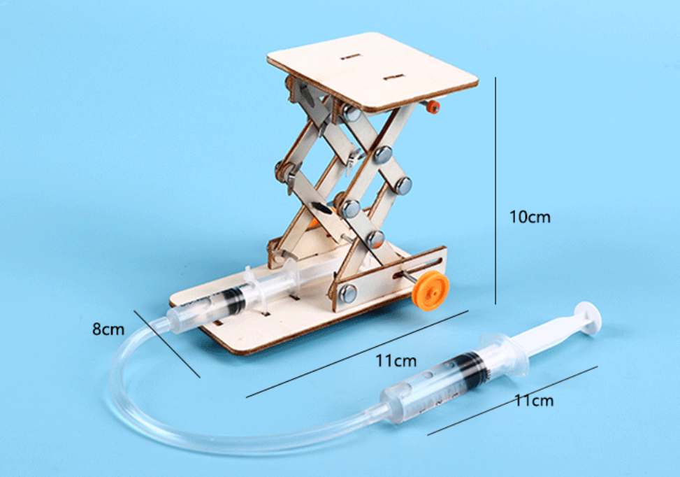 【STEAM兒童動手系列】木製液壓升降台起重機 DIY科學實驗器材