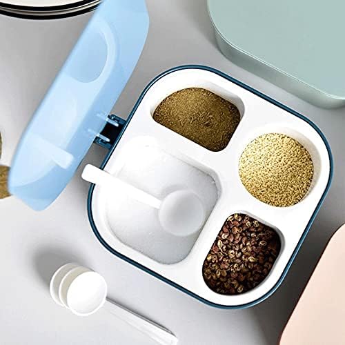 日本 tlp 調味罐儲物容器多功能鹽糖桌面調味盒帶湯匙廚房4格帶蓋盆