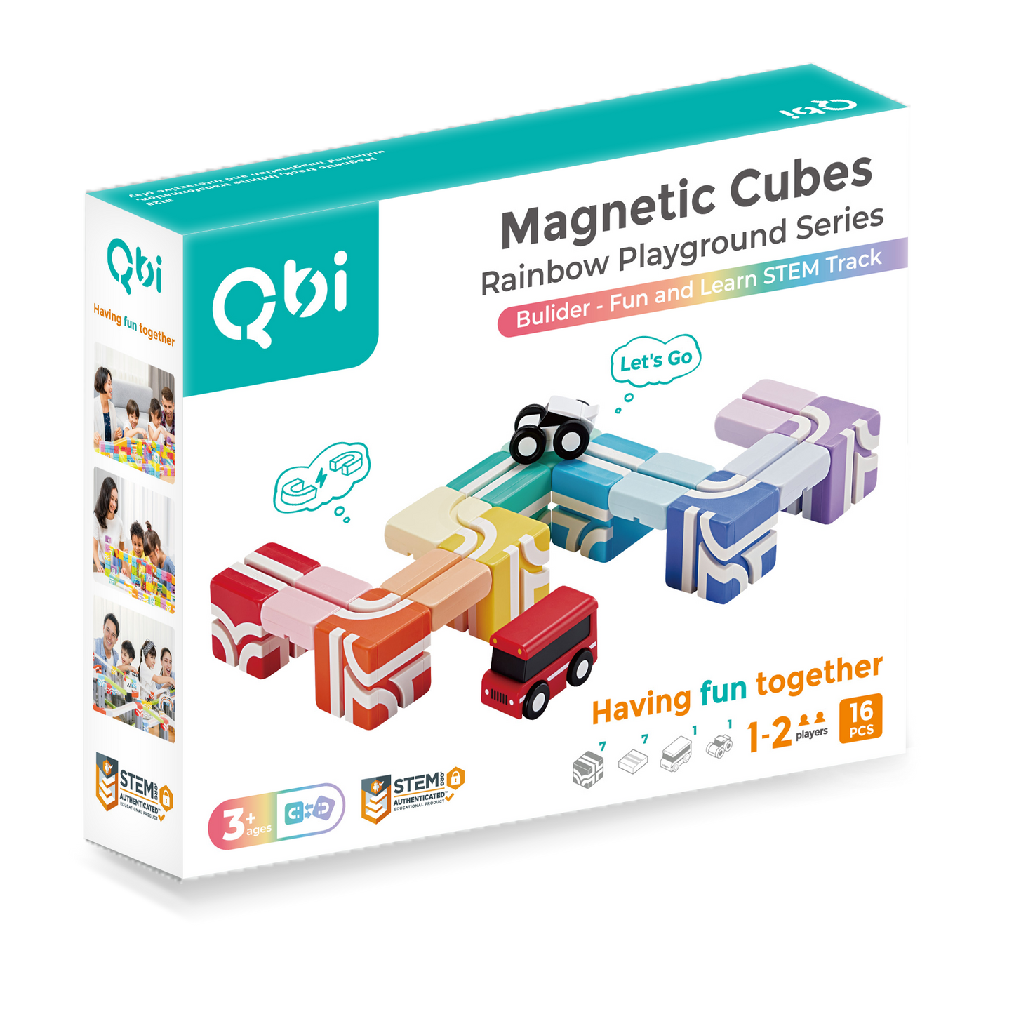 【Taiwan Qbi 彩虹乐园系列无限创意轨道组合】Bulider-趣味学习的STEM轨道(16pcs) Fun and Learn STEM Track