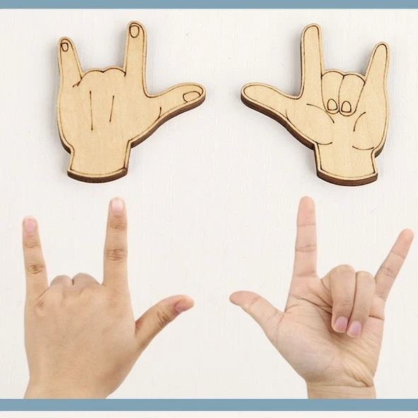 木製手眼協調手勢拼圖 親子互動桌遊