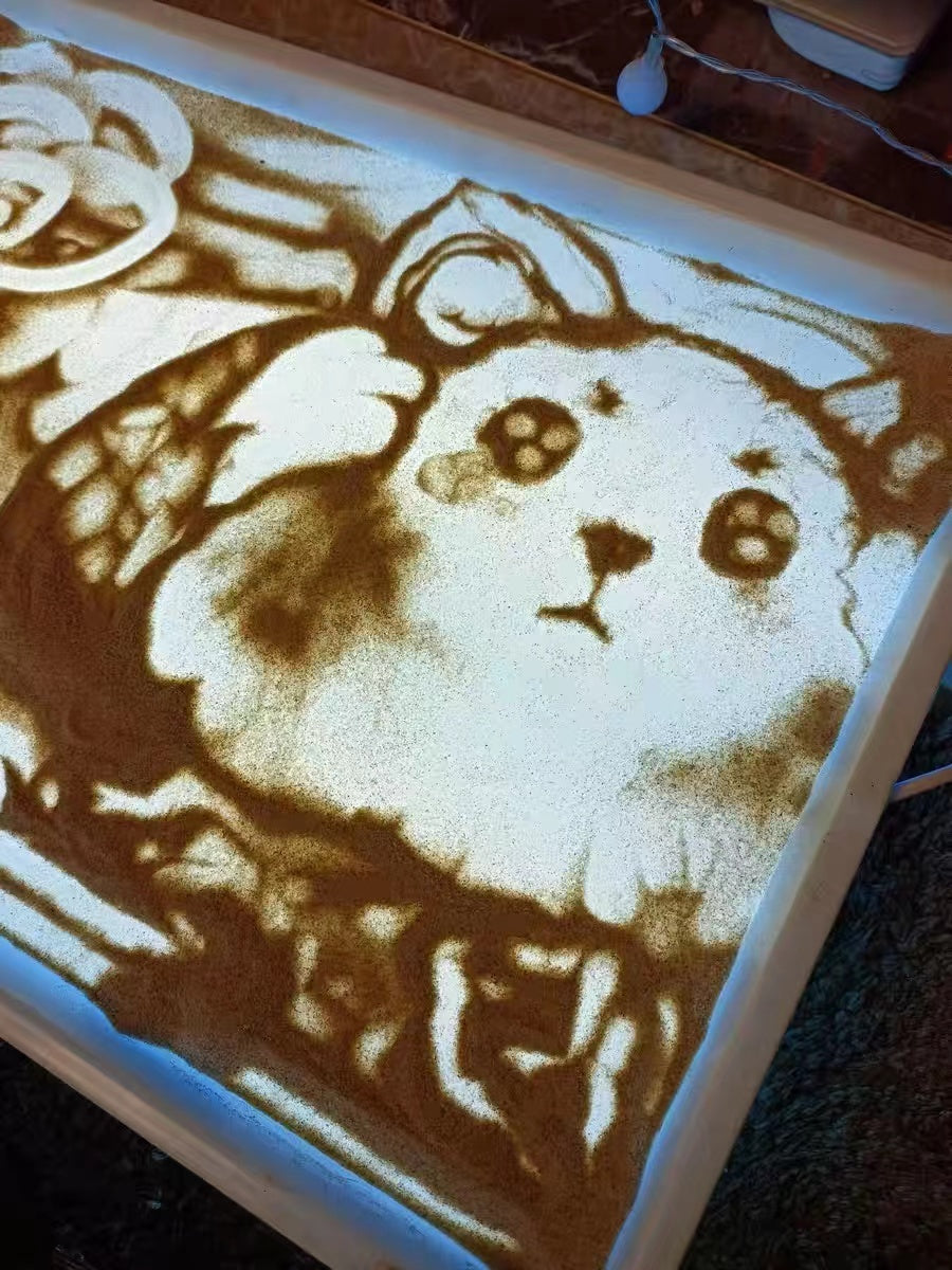 迷你親子兒童沙畫箱沙畫枱 (配箱+標準原色沙+鏟子) 40*28*9 cm
