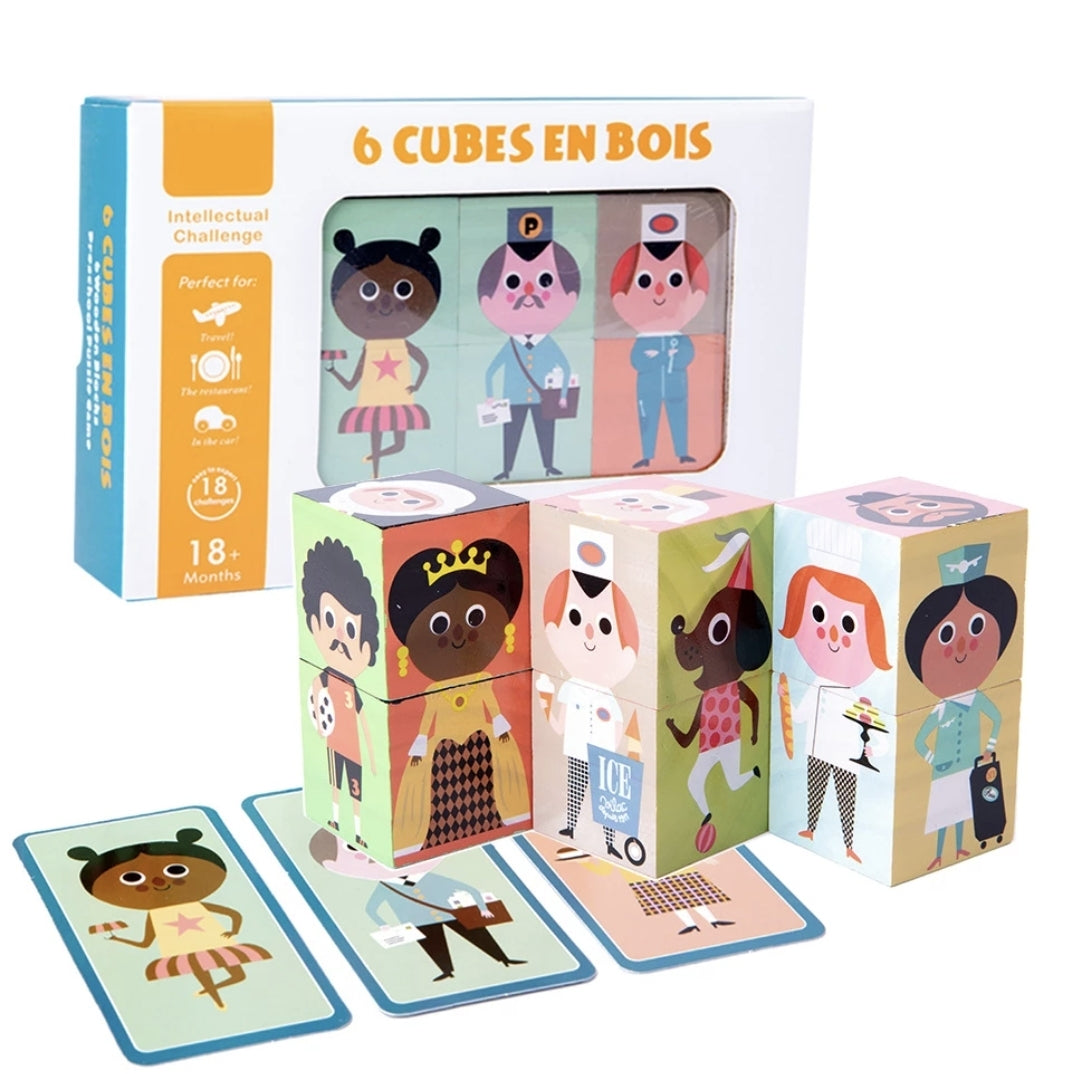 Educational Toys Cognitive Wooden Cube Game - Learning Industry and Role Play Matching Educational Toys