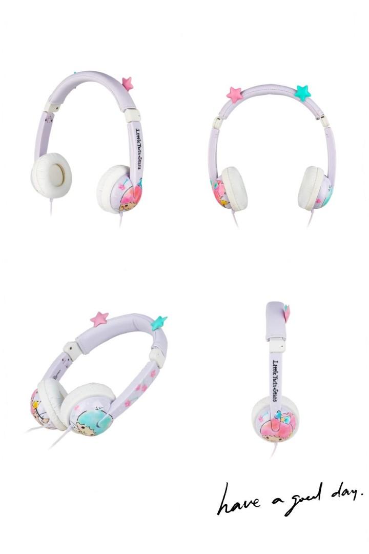 Genuine Sanrio child safety headphones with maximum volume control and line microphone (Cinnamoroll, Little Twin stars, The runabouts)