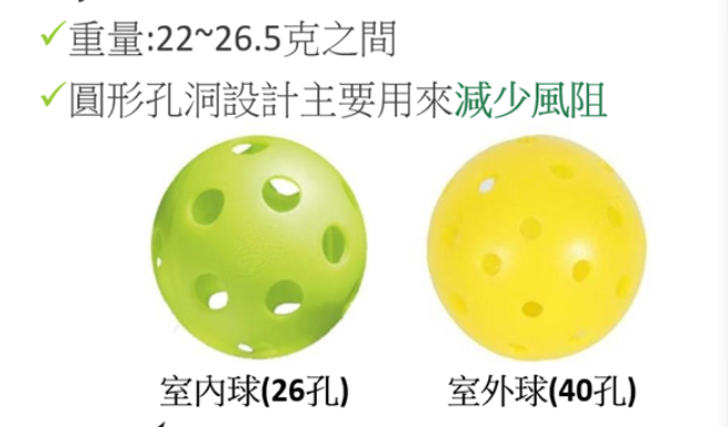 匹克球 洞洞球綠色室外40孔/室內26孔