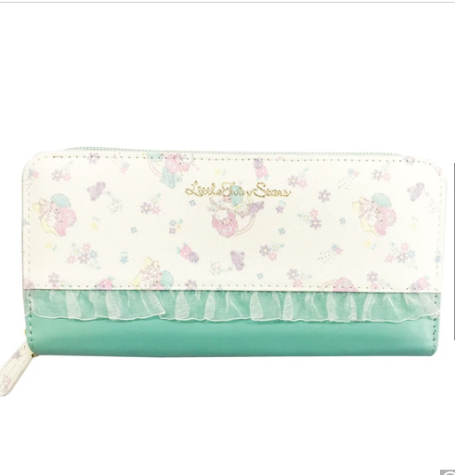 Little Twin Stars Frill Long Wallet Gemini Stars Long Wallet Wallet (Green)