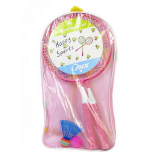 GOMA Pink Children's Pair of Badminton Rackets Set (2 badminton rackets, 1 plastic badminton ball, 1 rubber ball)