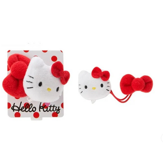 日本 sanrio髮帶 橡筋 綁髮毛絨公仔動漫可愛卡通kitty/Pochakko吉祥物馬尾固定器（髮橡皮筋）