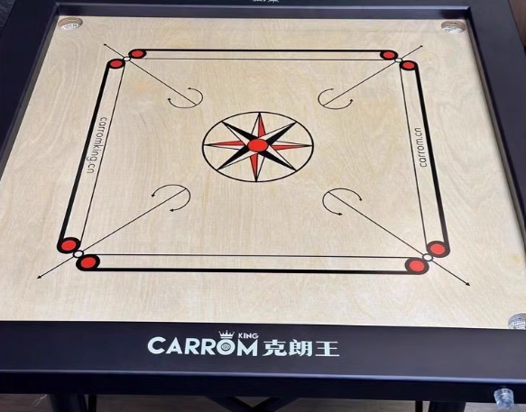 Competition Chess CARROM Set with Foldable Table Legs Battle Game 90*90 CM +19 Chess