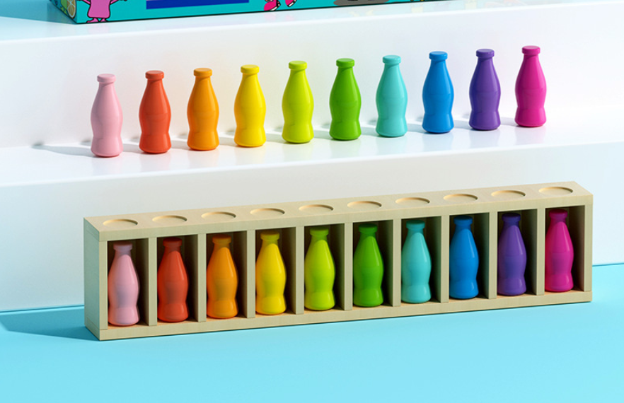趣味瓶配對 飲料配對遊戲 記憶訓練 邏輯思維 動手能力 幼兒教育 31x5x8cm