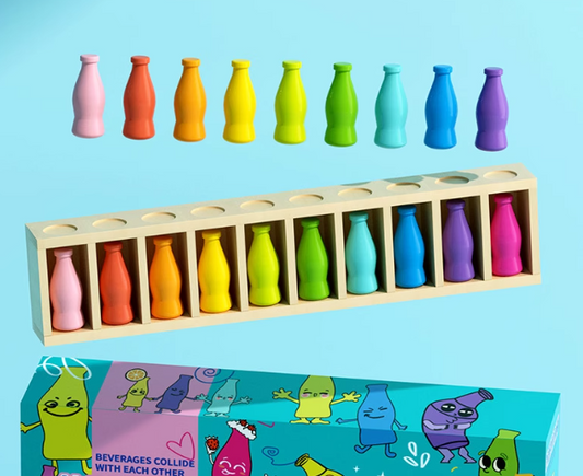 趣味瓶配對 飲料配對遊戲 記憶訓練 邏輯思維 動手能力 幼兒教育 31x5x8cm