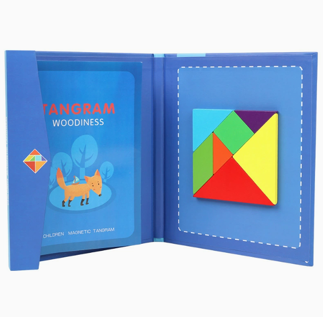 藍色磁力七巧板配96道題冊