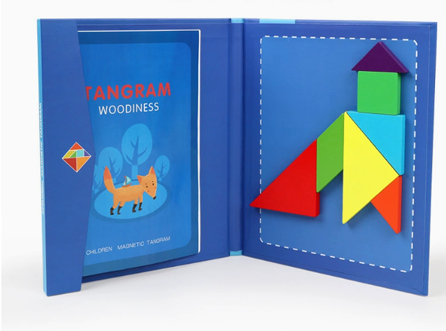 藍色磁力七巧板配96道題冊