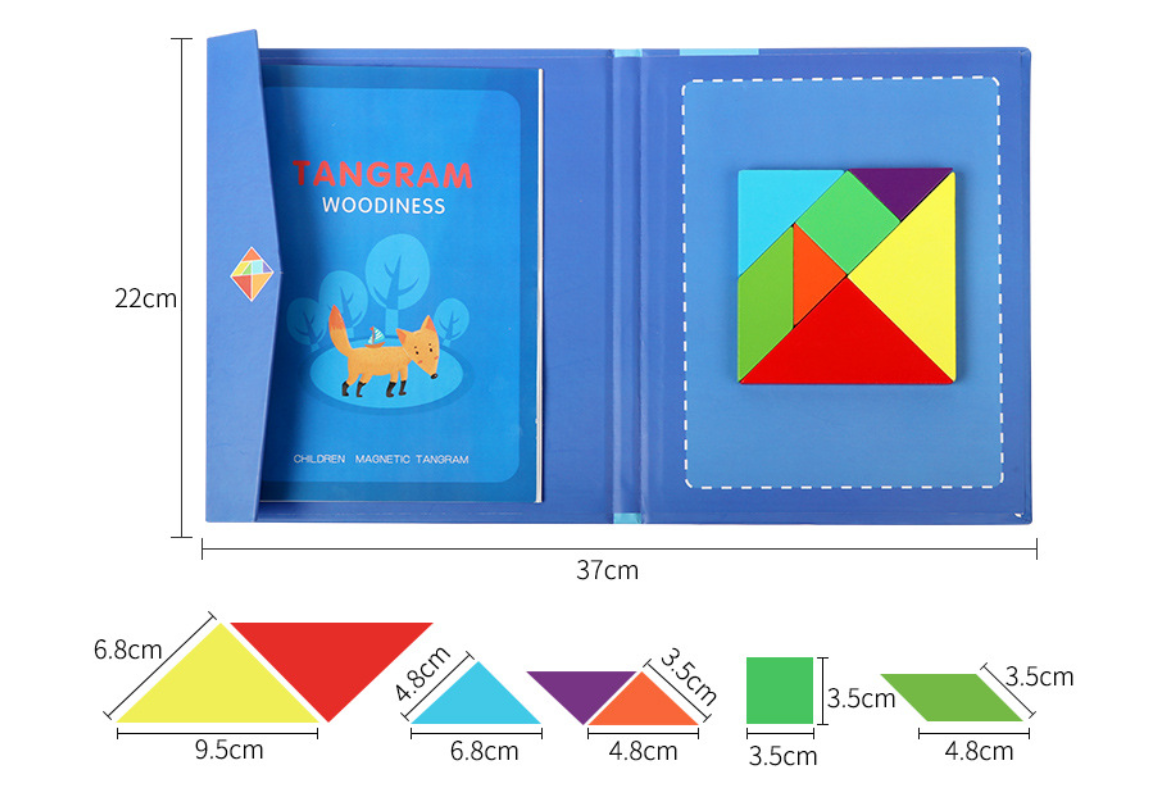 藍色磁力七巧板配96道題冊