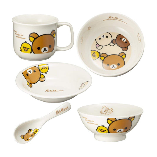 Japanese Easy Bear Children's Tableware Gift Set Bowl and Dish Set (Set of 5) 