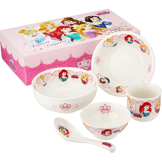 Japanese new Disney Princess children's tableware gift set children's tableware bowl and plate set (a set of 5 pieces)