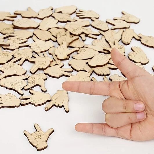 木製手眼協調手勢拼圖 親子互動桌遊