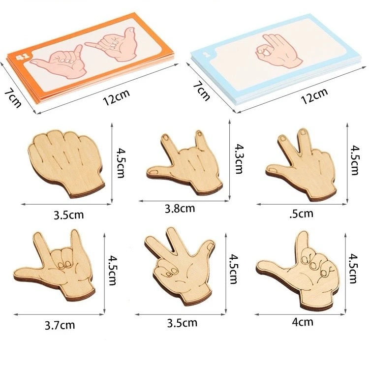 木製手眼協調手勢拼圖 親子互動桌遊