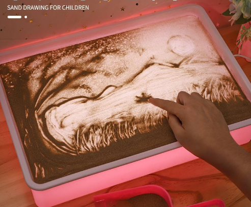 Two-color mini parent-child sand painting box and sand painting table (box + standard primary color sand + shovel)