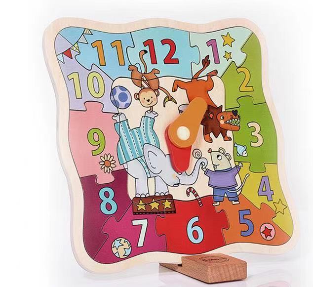Puzzles for Kids兒童拼圖早教木質時鐘 認知數字玩具