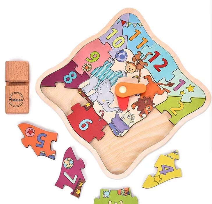 Puzzles for Kids兒童拼圖早教木質時鐘 認知數字玩具