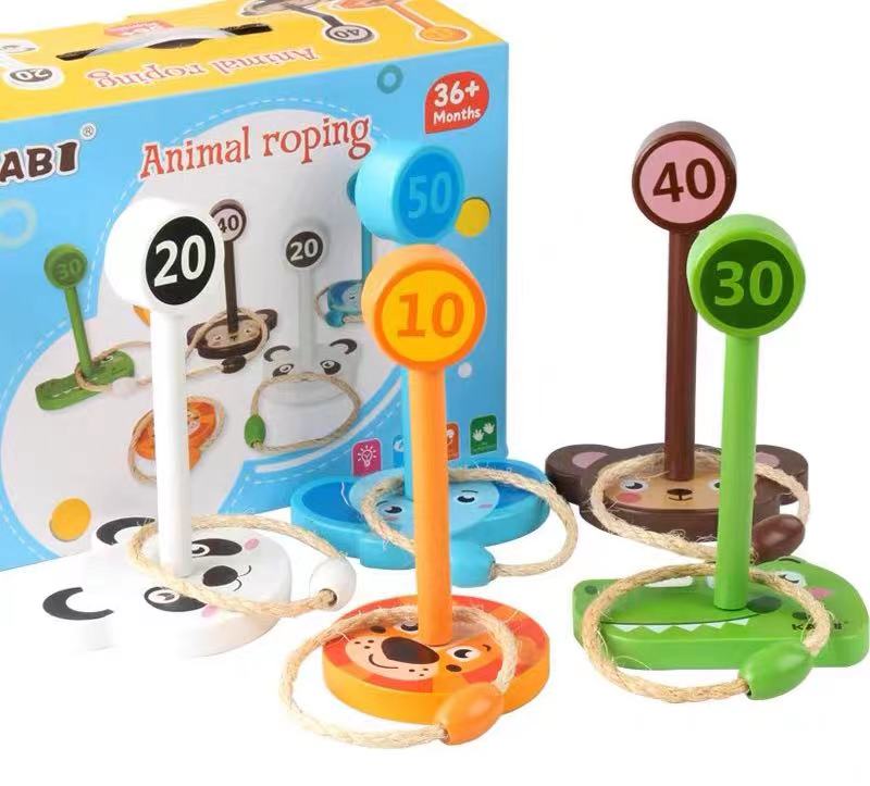 [Collision defects] Family parent-child animal throwing set Animal roping